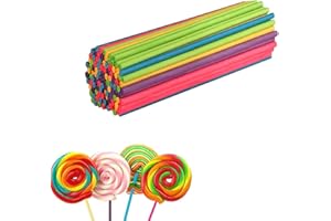 LIERFIS 100 Pezzi Bastoncini per Cake Pops, 10 cm Bastoncini per Lecca Cottura, Bastoncini di Carta per Cakepop, Caramelle Arcobaleno, Cioccolato, Multicolore (10cm)