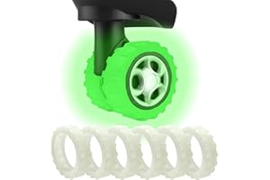 AmiCera Suitcase Wheel Protectors, 8 Pcs Off Road Luggage Wheel Covers, Luggage Accessories, Silicon Meterial Noise Reduction Anti Scratch, Suitcase Wheel Covers, Night Glow Green