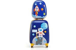 RELAX4LIFE Juego de 2 Maletas para Niños con 4 Ruedas Giratorias, Maleta de Viaje Infantil con Mango Ajustable, Doble Cremallera y Película de PC, Regalo para Niños (Modelo 7)