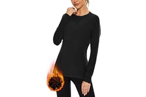 WOWENY T-Shirt Thermique pour Femme - Col roulé - en Polaire - Manches Longues - Thermique - Extra Chaud - Maillot de Corps à Manches Longues - Léger - sous-vêtements de Ski - T-Shirt de randonnée