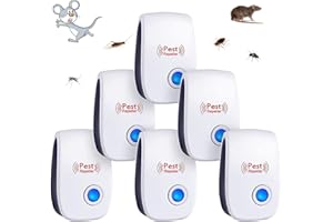 flintronic 6PCS Repelente Ultrasónico para Control de Plagas en Interiores, Repelente de Insectos para Cucarachas, Mosquitos, Ratones, Adecuado para Habitaciones, Interiores, Exteriores