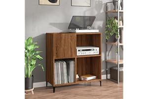prissent Mobile Porta Dischi 84,5x38x89 cm Legno Multistrato Scaffale Porta CD Scaffale Legno Porta Dischi Vinile Mobiletto Multiuso Credenza Soggiorno Mobiletto TV Mobile Porta CD Rovere Marrone