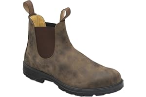 Muyin Round Toe Ankle Boots for Men PU Elastic Sided Slip on Anti-Slip Wearable Non Slip Casual