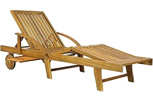 Casaria® Chaise Longue Tami Sun en Bois d'acacia transat avec Roues pour extérieur Jardin terrasse Meuble Bain de Soleil