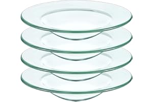 DOREPHINE Replacement Glass Dish For Oil Burner and Wax Melt Burner, Round Glass Tray For Aromatherapy Lamp and Tart Warmer 12cm (4Pcs, 4.5")
