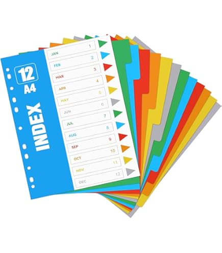 6Set 30 Sheets 5-Tab Binder Dividers A5 Paper 6-Hole Binder Dividers 8.3x6.14inch A5 Notebook Index Dividers Tabs Index Page Tab Card Planner Noteboo
