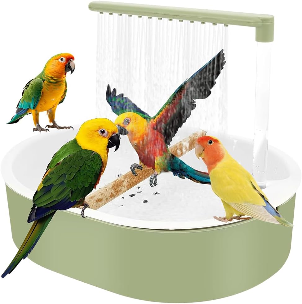 BIZOI Baño Automático para Pájaros, Bañera de Agua Circulante Automática para Aves Domésticas, Ducha para Loros, Accesorio de Fuente para Jaula Periquitos Agapornis Cacatúa y Cotorra