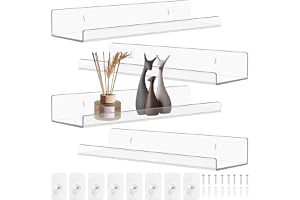 EclipseGuard Set med 4 väggmonterade acrylhyllor - 30 cm - Utan borrning - För väggdekoration av foton - Bilderstapel, barnbi