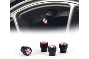 Heinmo Für Cooper F/R Serie Auto Reifen Rad Vorbau Luftventilkappe Staubschutz Reifen ventilschaftkappen Union Jack 4 Stücke (BK Red)