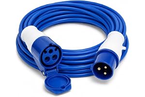 CEE Förlängning 10 m 16 A 230 V CEE förlängningskabel camping IP44 vattentät camping förlängningskabel H07BQ-F camping adapterkabel för utomhusresor båt husvagn