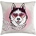 Produktbild XLABDZ Throw Pillowcase Pillow Cover Cartoon Cushion, Hipster Husky Dog with Hearts Sunglasses and Scarf Fashion Animal Art Print, Decorative Square Accent Case, 18 X 18 Inches, Pink Cream Black