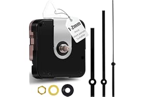 DEEWISH 12888 Kit Movimento Fai-da-Te al Quarzo per Orologio da Parete - Meccanismo Silenzioso, Parti di Ricambio, Lunghezza Totale dell'albero 12,4 mm (31/64 Pollici), (lancette Nere A)