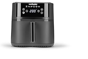 ‎NUTRIBULLET nutribullet Crisplite NBA0611DG, frytkownica powietrzna 6 l, sterowanie cyfrowe 80-200°, bez PFAS, 6 automatycznych ustawień, sterowanie dotykowe, kosz nadaje się do mycia w zmywarce, 1700 W, matowy