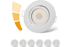 ‎CLOKSH cloksh LED Einbaustrahler 230V Flach Dimmbar Weiß LED Spots 3 stufe Dimmbar 6W IP44 Bad Einbauleuchten Deckenspots,Warmweiß 3000K Schwenkbar Einbauspots für Badezimmer Küche Wohnzimmer,6er Set