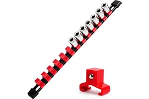 Socket Organizer, 1/2 inch Drive-12 Clip Capacity,Socket Holder Organize Tray,Socket Rails with Removable Clips (Toolbox Drawer & Wall Mount)