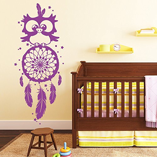 Wandtattoo Loft Wandaufkleber „Traumfänger Eule“ – angenehme Träume mit Traumfänger als Aufkleber / 49 Farben / 4 Größen / mittelgrau / 20 x 48 cm (B x H) - 3
