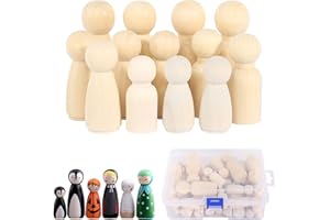 CUINIUNAID Holzfiguren zum Bemalen Spielfiguren Holz Holzkegel zum Basteln Holzfiguren Familie Holzfiguren Deko für DIY Weihnachten Hochzeit Geburtstag Malen Basteln (50 Stück)