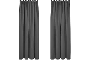 Deconovo zasłony nieprzezroczyste zasłony z taśmą marszczącą zasłony zaciemniające zasłony do salonu, 175x140 cm (wysokośćx szerokość), ciemnoszare, zestaw 2 szt.