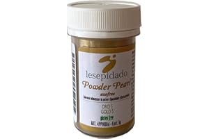 LESEPIDADO SRL Colorante alimentare in polvere perlato 3g Oro Lesepidado. Ideale per composti trasparenti: gelatine o glasse, per decorare in superficie pasta di zucchero, biscotti, torte, semifreddi, gelati