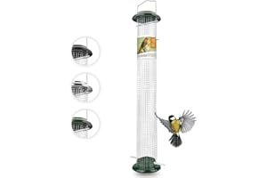 WILDTIER HERZ cuore di animali selvatici I mangiatoia per uccelli, nero – 5 anni di garanzia – in metallo inossidabile, mangiatoia per uccelli, colonna, noci (52cm, Verde)