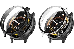 Mayfun 2 Stück Hülle Kompatibel mit Garmin Venu 3 Schutzhülle, Rundum Hülle mit Schutzfolie, Flexibles TPU Vollschutz Cover, Anti-Kratz Case Displayschutzfolie - Transparent + Schwarz