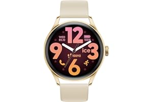 ICE-WATCH - Ice Smart 3.0-1.2 Gold Beige AMOLED GPS - Montre connectée Ronde dorée pour Femme avec Bracelet en Silicone - 025115 (1.20 Pouces)