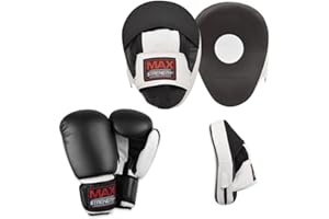 MAXSTRENGTH Gebogenes Fokus-Pad-Set, Haken- und Jab-Pads mit MMA Kick-Training, Boxhandschuhe