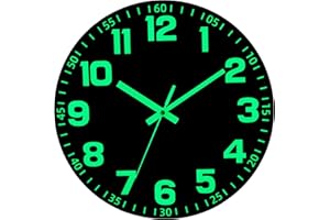 Warminn 12 inch Wall Clocks Glow In the Dark Clock Silent Non Ticking Night Lights Luminous Modern Wooden Vintage Black Retro Outdoor Clock for Kitchen Bedrooms Bathroom Living Room Garden Kids