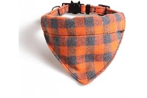 Bandana Cat Collars and Bell | Safe Quick Release Breakaway Buckle | Zacal Cat Collars (Orange & Grey Chequered Bandana)