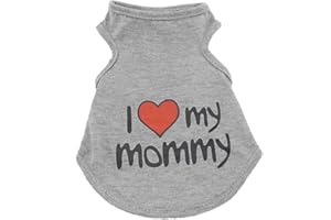 smalllee_lucky_store Kleidung für kleine Hunde Katzen, I Love My Mommy Daddy T-Shirt Weste, ärmellos Hemd, kühler,Sommer,Welpe Yorkie Chihuahua Kleidung,Grau,L