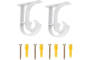 Lpraer 2 Stück Gardinenstangenhalter aus Aluminiumlegierung Wandhalterung Deckenhalterung mit Schrauben, für Stangen mit 26-28 mm Durchmesser(Weiß)