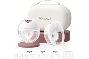 Momcozy Elektryczny laktator M5, przenośny, bez użycia rąk, podwójny laktator do ust dziecka, podwójnie uszczelniony kołnierz, z 3 trybami i 9 stopniami, 24 mm (2, czerwony)