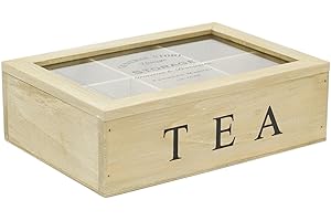 Carousel Home Gifts Vintage General Store Wooden Tea Box Chest Holder With 6 Compartents