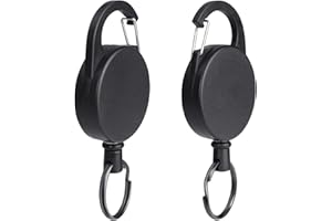 Vicloon wysuwany kołowrotek na identyfikatory, 2 szt., wysuwany breloczek do kluczy, wytrzymały, chowany uchwyt, klipsy, ze stalową chowaną linką i osłoną paracord na dowód osobisty