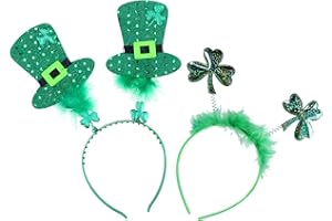 Dodheah St. Patrick's Day Cappello Leprechaun Costume Accessori Decorazioni Irlanda Verde Cerchietti Capelli Set di San Patrizio Cravatta Carnevale Festa a Tema