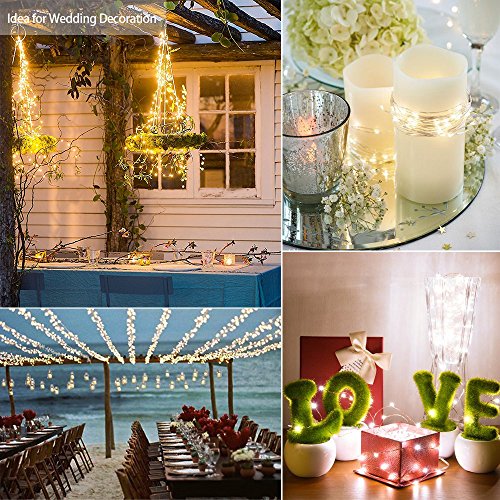 LOPOO Lichterkette Warmweiß LED String Kupferdraht Leucht 100er Dekoration Beleuchtung mit Fernbedienung für Neu Jahr , Innen Haushalt , Hof , Party , Hochzeit (Warmweiß) - 2