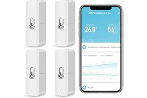 MOLCZOV Termometro igrometro WiFi intelligente, sensore di temperatura e umidità Bluetooth per interni ed esterni, Alexa/Google Assistant termometro WiFi App Remoto per casa. 4 confezione