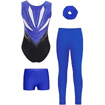 Ensemble Gymnastique Fille 4 Pièces - Justaucorps, Legging, Short Et Bandeau - Taille 6 à 16 Ans - Pour Danse, Gym, Patinage - Polyester/élasthanne