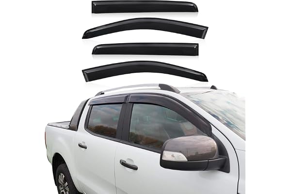JHCHAN Déflecteurs de Vent pour Ford Ranger 2012-2022 T6 T7 T8 Wildtrak Raptor XL XLT Tremor Limited Wildtrak X Platinum Noir fumé Deflecteurs d'air