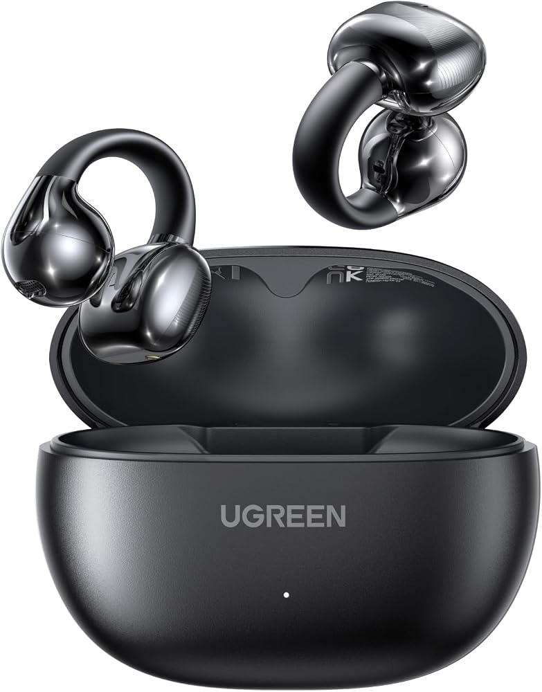 UGREEN HiTune S3 kablosuz kulaklık, Bluetooth 5.4, açık spor kulaklık, klipsli ve gürültü önleyici ENC, 30 saat çalma, hızlı şarj, USB-C, Hi-Fi, IPX5 su geçirmez, siyah