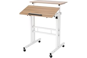 sogesfurniture Regulowane biurko komputerowe, stacja robocza, stojące, do domowego biura, 60 x 30 x 70-115 cm, dąb BHEU-101-OK