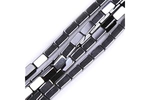 HAAMIIQII 50pcs 4x8mm natürliche schwarze Hämatit Lose Edelstein Perlen Rechteck Abstandsstein Perlen für Schmuck Herstellung DIY Armband Halskette