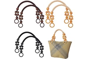 PH PandaHall Asas de madera con cuentas de 3 colores, 6 correas de nailon para monedero, 48 cm de largo, asas de repuesto en forma de U para hacer bolsos, bolsas de hombro, bolsas de bricolaje