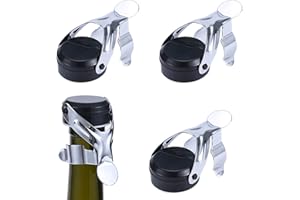 RUIKDLY Tappo Vino Spumante 4 pezzi Tappo per Champagne in Acciaio Inox champagne tappo con un built in pompa a pressione dimensioni Utilizzato per sigillare vino spumante champagne(nero)