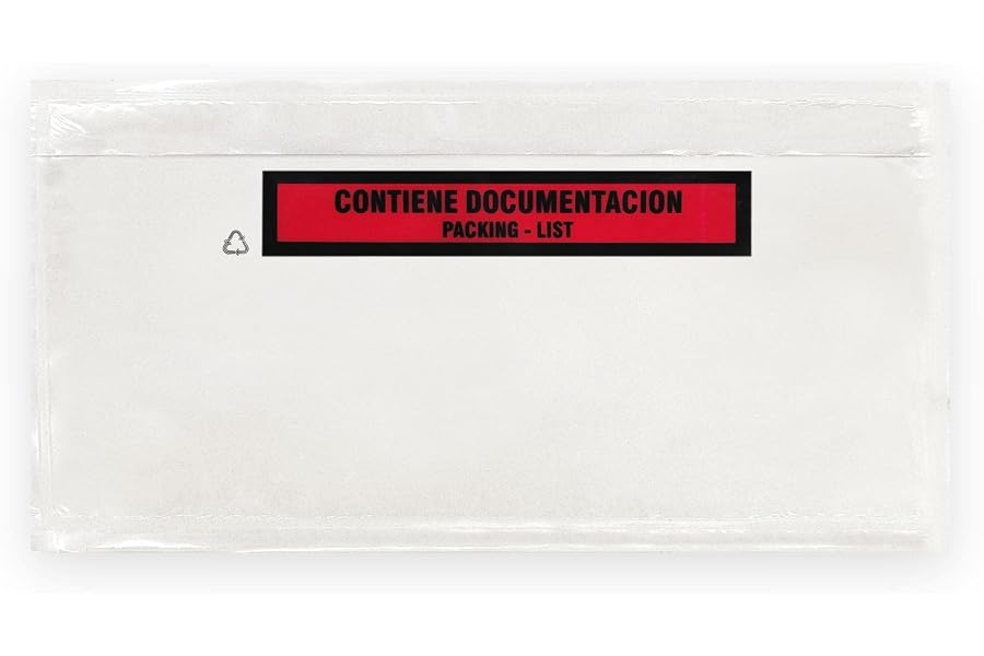 Raylu Paper® - Sobres Portadocumentos Adhesivos para Packing List de Envíos. Bolsas para Albaranes Transparentes con Autocier