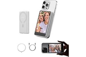 SYNCO XView M4 Selfie Monitor Screen - P2P Direct Connection Ultra-Low Latency Selfie Back Camera Monitor iPhone, with Magnetizing Sheet, 3-Hour Battery Life, Compatible with iOS and Android (White)