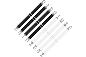 ALTcompluser Bettlakenspanner, 8 Stück Bettlakenspanner Verstellbar Elastische Lakenspanner mit metallclips für Matratze, Bettlaken, Bügelbrett Oder Sofa(Schwarz, Weiß）