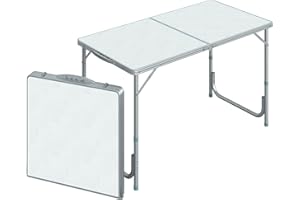 HOMCOM Table de Camping Reception Pliante Portable Pique-Nique Buffet en Aluminium