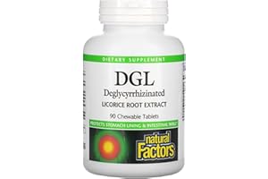 Natural Factors, DGL (Extrait de Racine de Réglisse), 400mg, Hautement Dosé, 90 Comprimés à Mâcher végétaliens, Végétarien, Sans Soja, Sans Gluten, Sans OGM