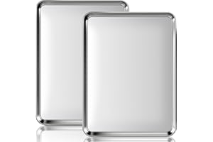 Fire More 2 Pezzi Teglia Forno Rettangolare(40,5x30,5x2,5cm),Teglia Antiaderente Sano e Durevole,Vassoio Rettangolare per Pane, Biscotti, Pizza e Torte,ecc